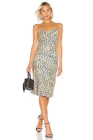 knee length dresses for ladies Leopard Midi Slip Dress