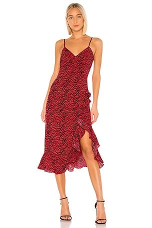 red leopard midi dress Red/Multi Animal Frill Sleeve Midi Dress | WHISTLES