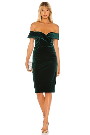 green emerald velvet dress Annie Bottle Green Satin Bardot Maxi Dress With Split Wrap Skirt – Club L  London main image 0