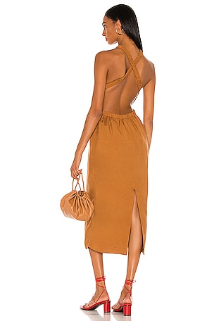 Bardot The Grecian Midi Dress in Tan | REVOLVE