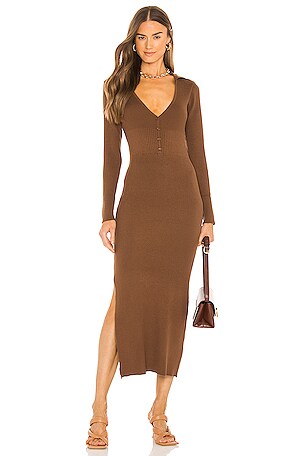 Bardot Collar Knit Dress in Chocolate | REVOLVE Bardot Collar Knit Dress in Chocolate | REVOLVE