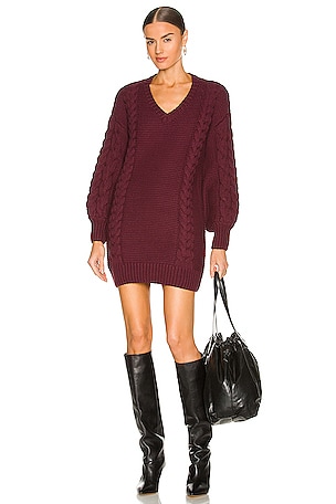 princess polly baby blue dress Bardot Bell Knit Dress in Burgundy