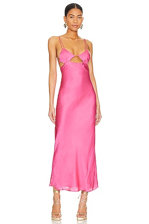 DANNIJO Long Slip Dress in Pink & Orange Ombre