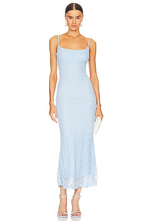 La Lune Plunged Cross Back Midi Dress