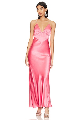 Pretty in Pink Maxi Slip Dress - Light Pink and Champagne