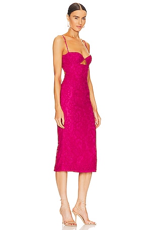 Bardot Ivanna Lace Midi Dress in Fuchsia