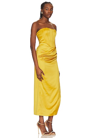 Bardot Everlasting Midi Dress in Mustard