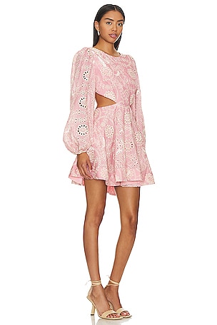 Bardot Mila Broderie Mini Dress in Blush