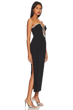 Bardot Eleni Diamante Midi Dress in Black