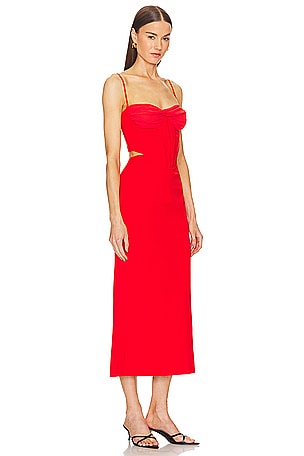 Bardot Martini Midi Dress in Red