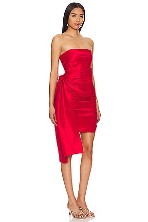 Bardot Baxley Bow Mini Dress in Red