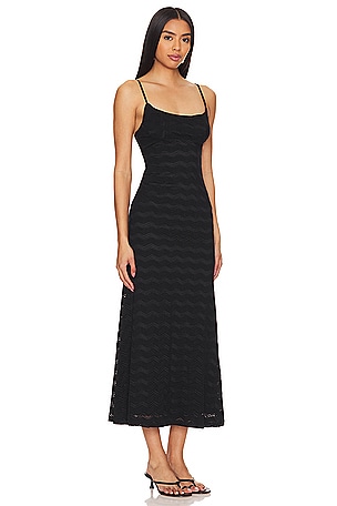 Bardot Adoni Zig Zag Midi Dress in Black