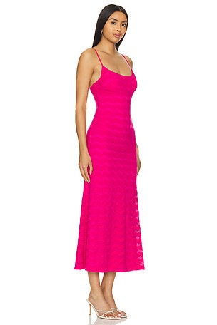 Bardot Adoni Zig Zag Midi Dress in Fuchsia