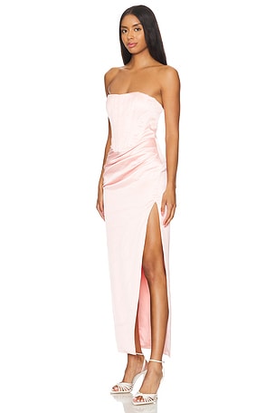 Bardot Everlasting Satin Midi Dress in Blush