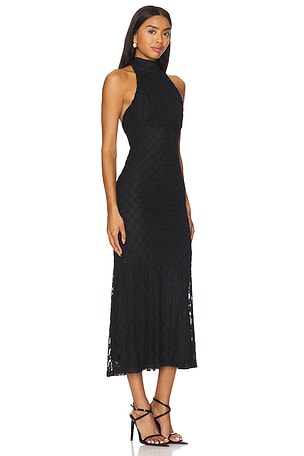 Bardot Ola Lace Midi Dress in Black