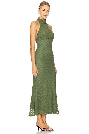 Bardot Ola Lace Midi Dress in Olive