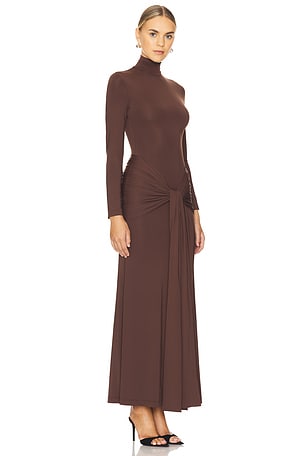 Bardot Alix Maxi Tie Front Dress in Chocolate