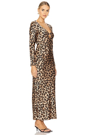 Bardot Verona Printed Satin Dress in Brown