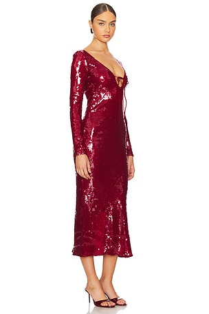 Bardot Verona Sequin Maxi Dress in Burgundy