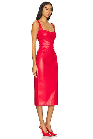 Bardot Kassy Faux Leather Dress in Red