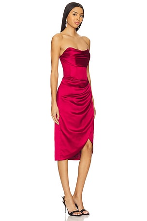 Bardot Jamila Corset Dress in Burgundy