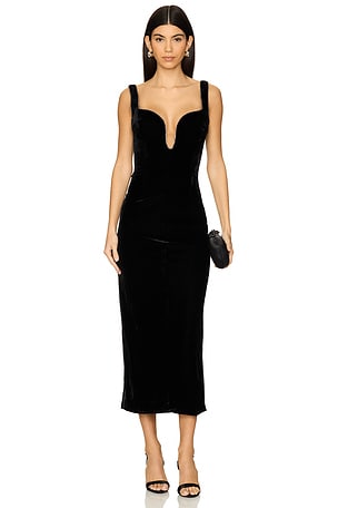 Brooklyn Velour Midi Dress Bardot