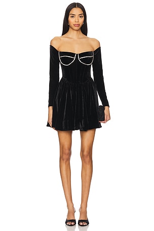 Emlyn Velour Mini Dress Bardot