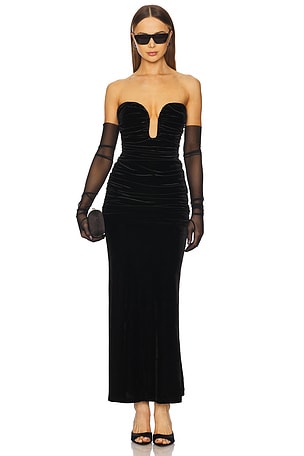 Elvira Velvet Maxi Dress Bardot