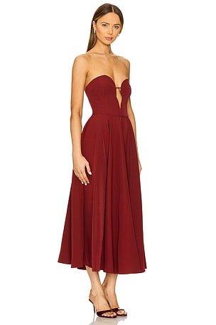 Bardot x REVOLVE Opal Volume Midi Dress in Wine