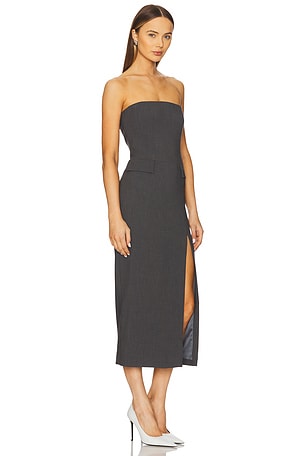 Bardot x REVOLVE Nikki Strapless Midi Dress in Charcoal