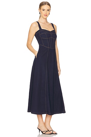Bardot Lilah Denim Midi Dress in Blue