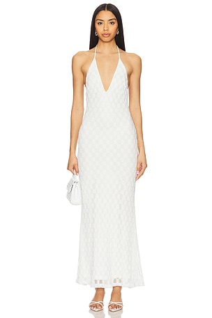 x REVOLVE Adoni Halter Mesh Midi Dress Bardot