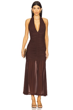 x REVOLVE Sephera Halter Mesh Midi Dress Bardot