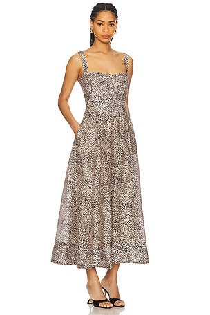 Bardot Lilah Corset Midi Dress in Brown