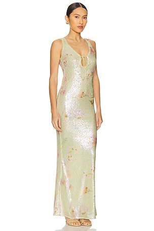 Bardot Eloda Sequin Midi Dress in Green