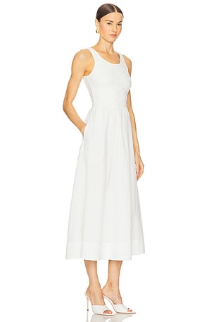 Bardot Bryony Lace Poplin Midi Dress in White