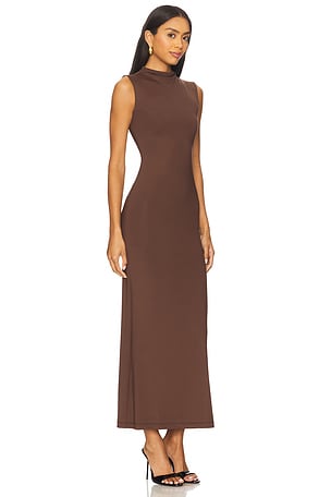 Bardot Veneda High Neck Maxi Dress in Chocolate