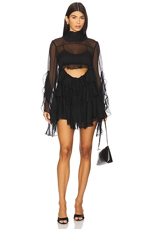 Anyssa Ruffle Mini Dress Bardot