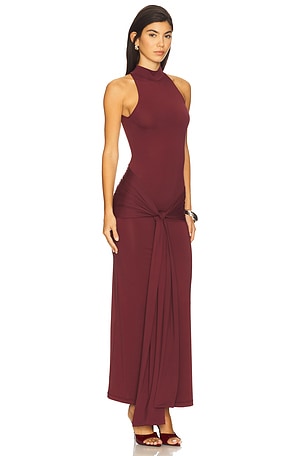 Bardot Isadora Maxi Tie Front Dress in Burgundy