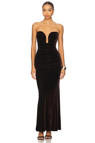 Elvira Velvet Maxi Dress Bardot