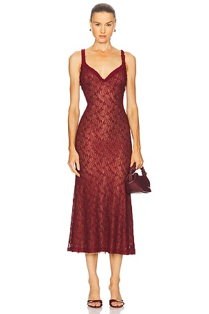 Alegra Stretch Lace Midi Dress Bardot