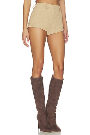 Bardot Jayla Vegan Leather Short in Beige. Size 8. Also