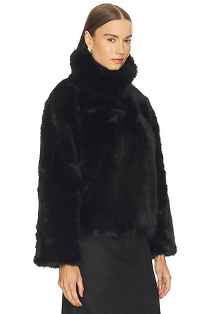 Bardot Renata Faux Fur Jumper in Black. Size 8. Also