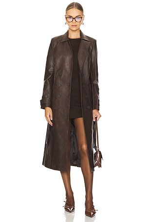 Trench coat de couro sintético Bardot