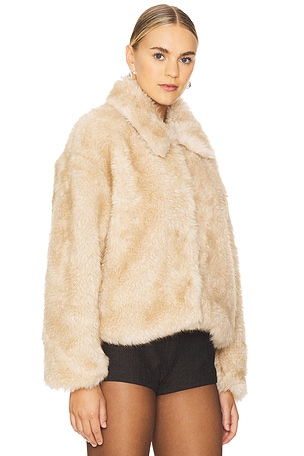 Bardot Sarissa Faux Fur Jacket in Tan