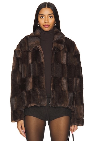 Sylvie Zip Faux Fur Jacket Bardot