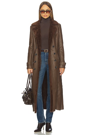 Faux Leather Trench Coat Bardot