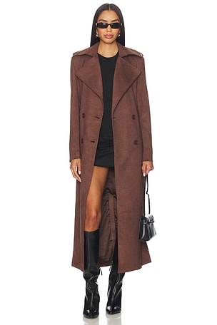 Kira Faux Suede Trench Coat Bardot