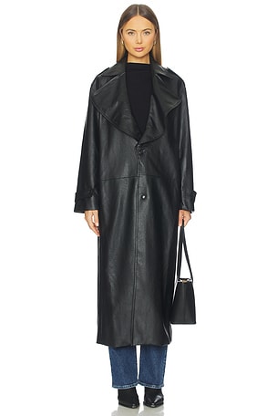 Bardot Reilia Vegan Leather Coat in Black