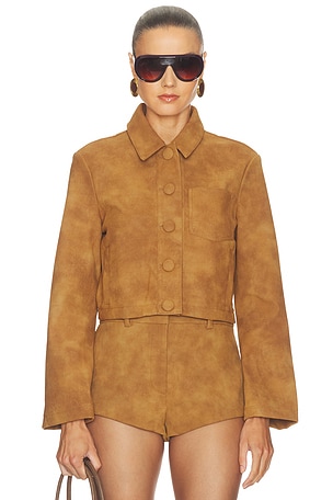 Lorenzo Croc Faux Suede Jacket Bardot